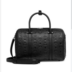 Black leather MCM Monogram Boston Bag